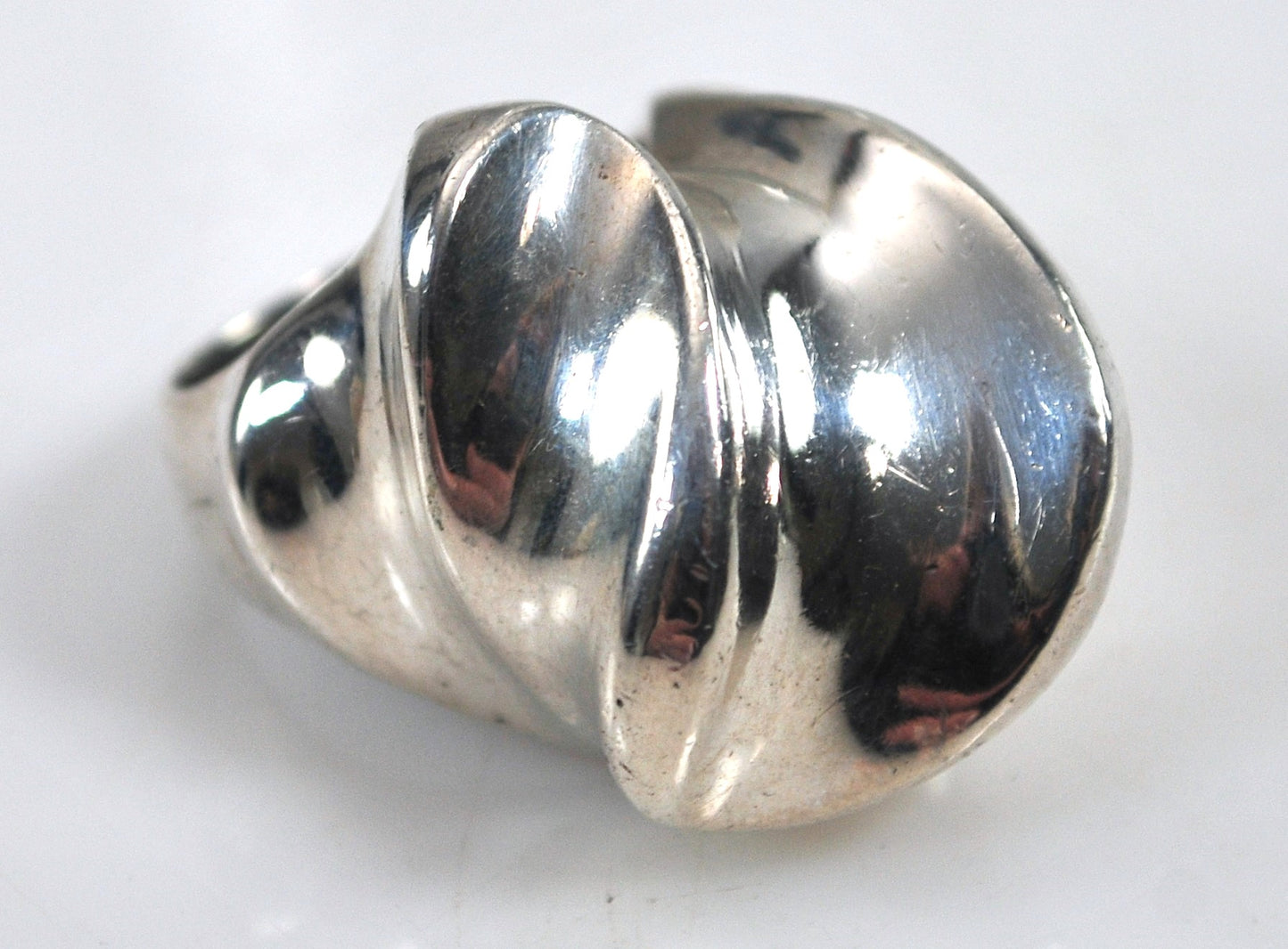 Chunky Vintage Sterling Silver Modernist Ring