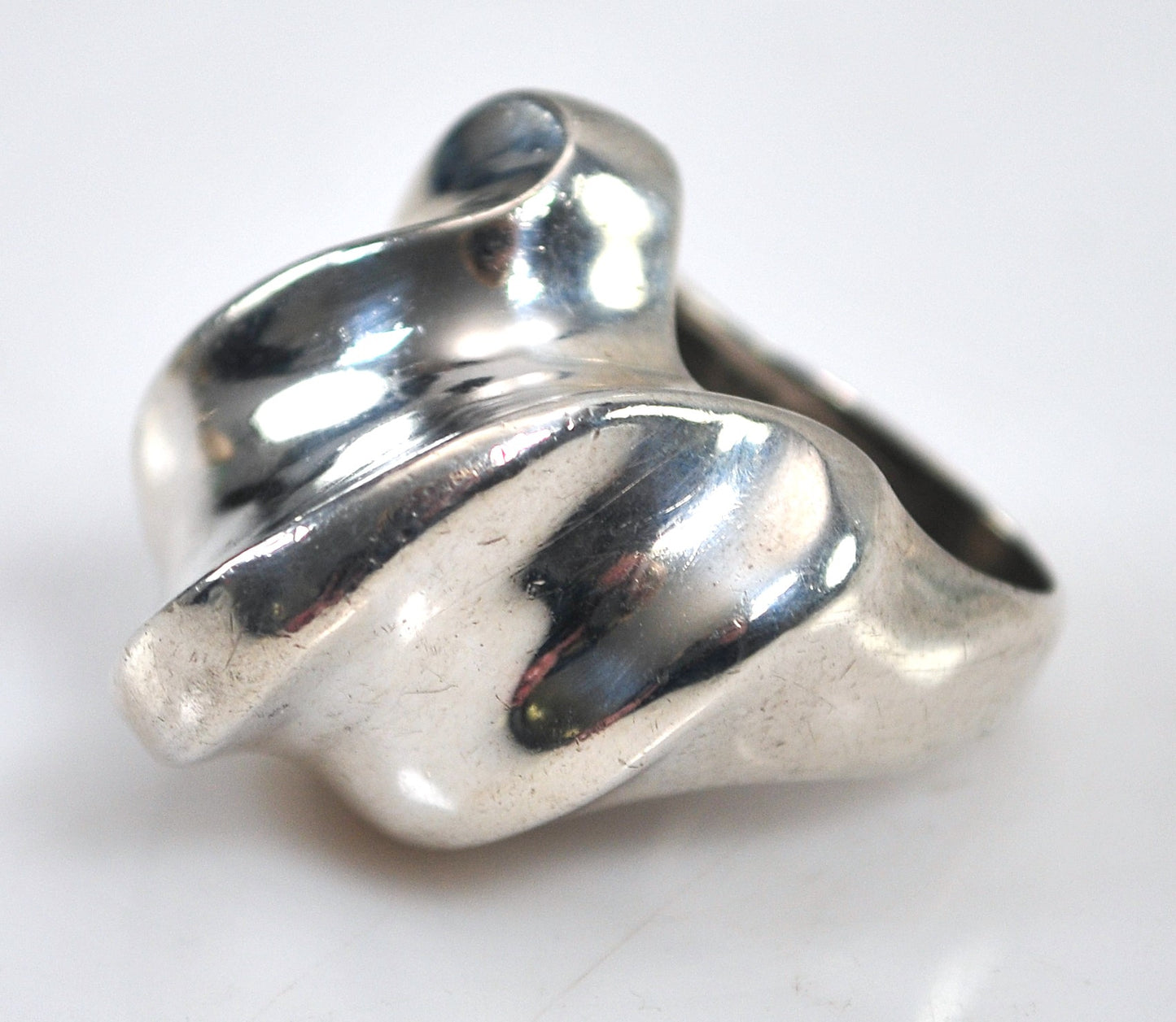 Chunky Vintage Sterling Silver Modernist Ring