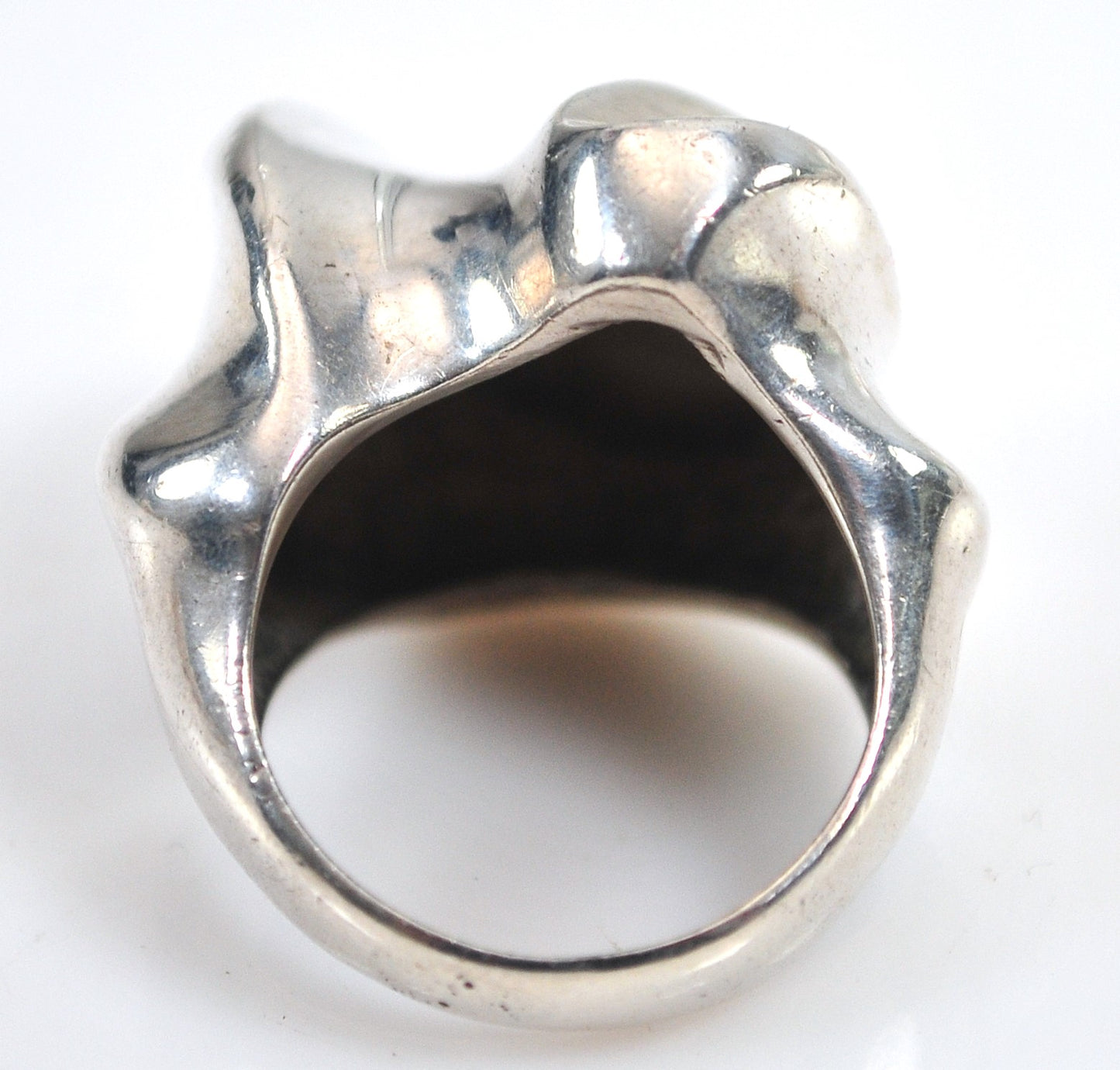 Chunky Vintage Sterling Silver Modernist Ring