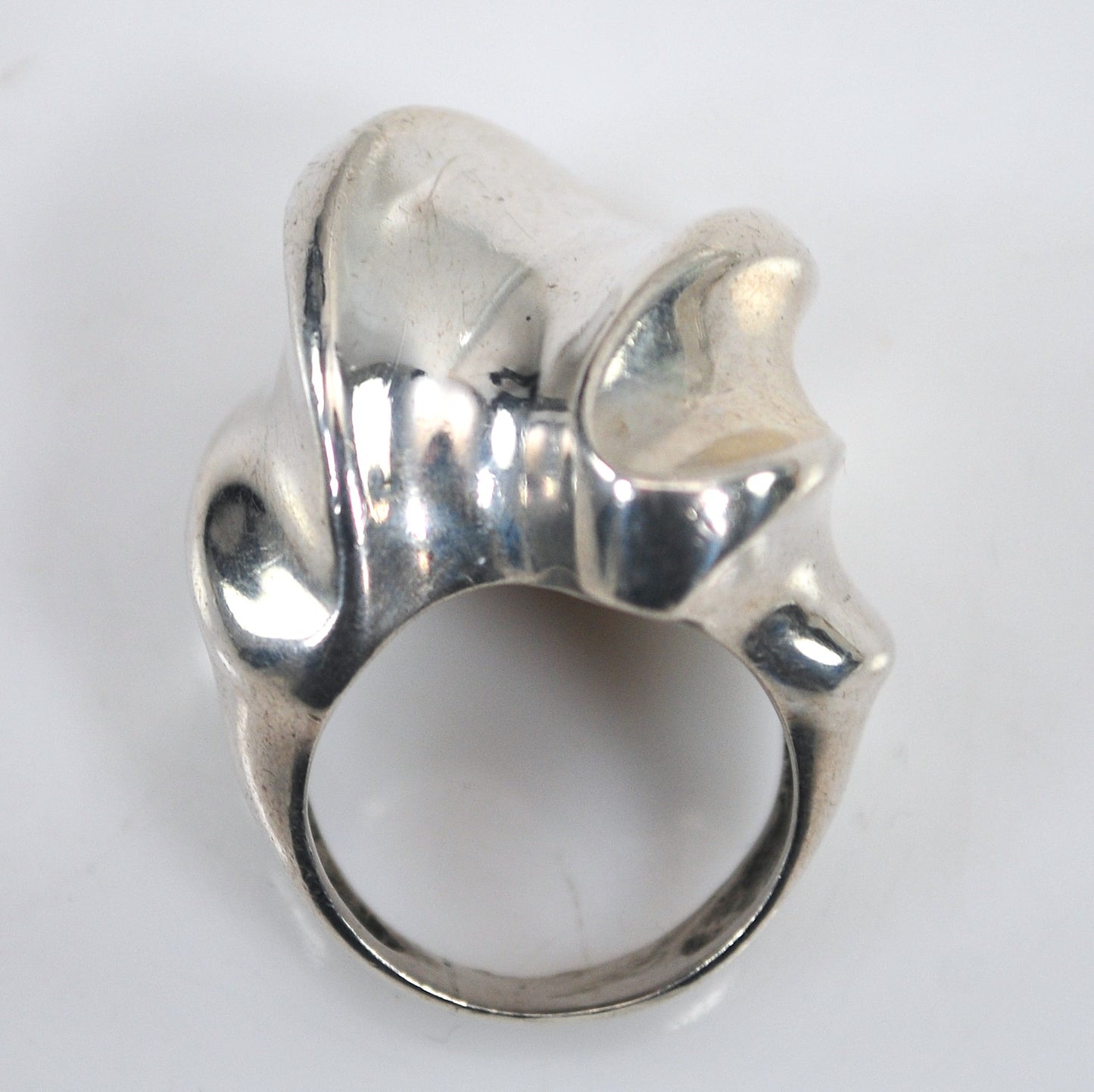 Chunky Vintage Sterling Silver Modernist Ring