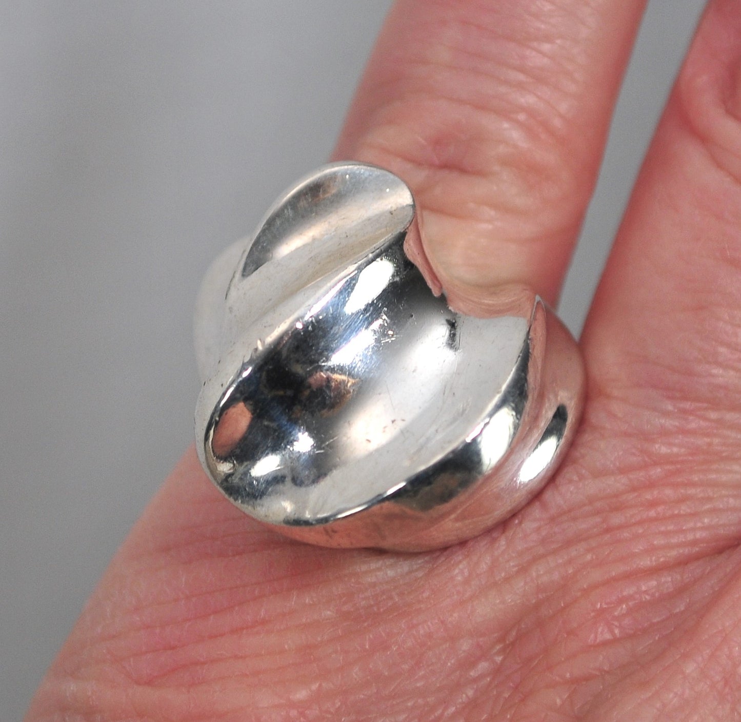 Chunky Vintage Sterling Silver Modernist Ring