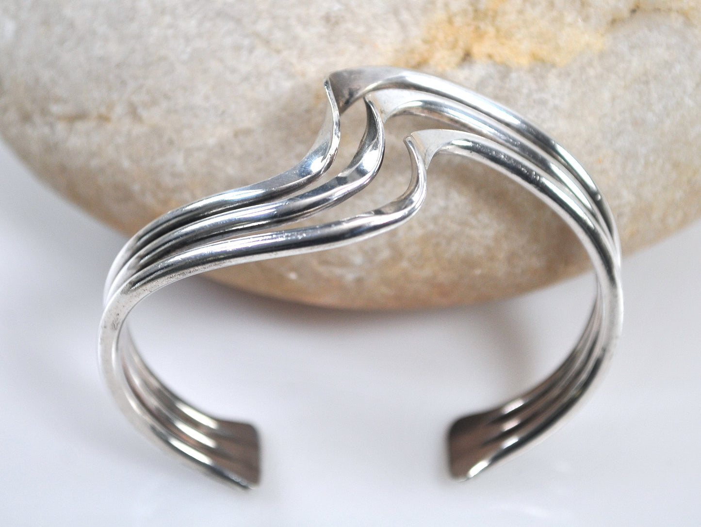 Sterling Silver Wave Cuff Bracelet