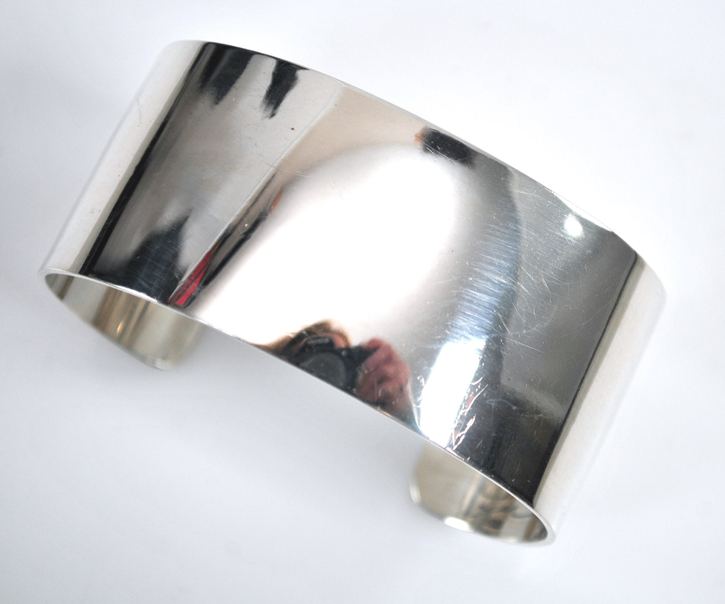 Artisan Signed Wide Sterling Silver Cuff Bracelet