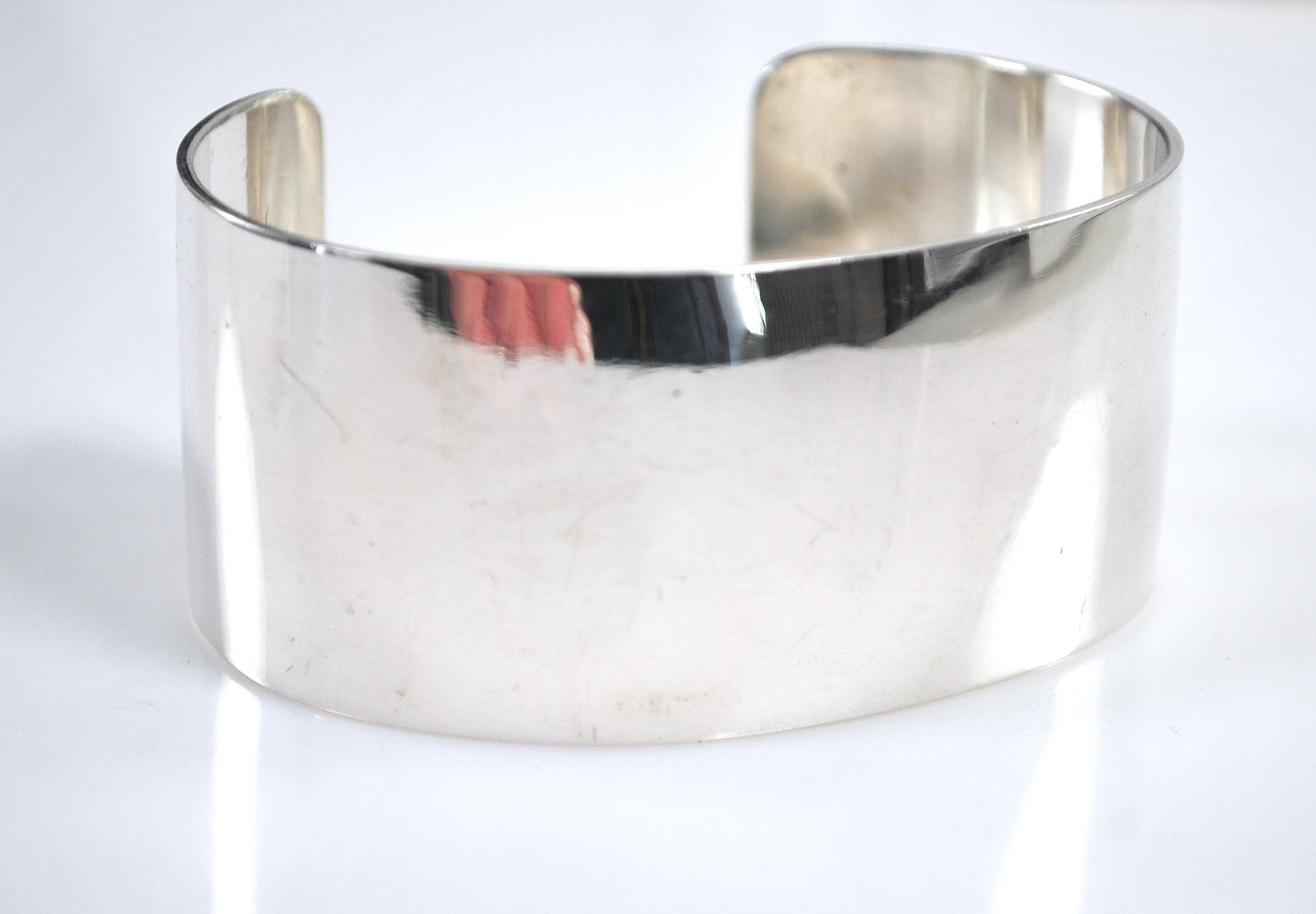 Artisan Signed Wide Sterling Silver Cuff Bracelet
