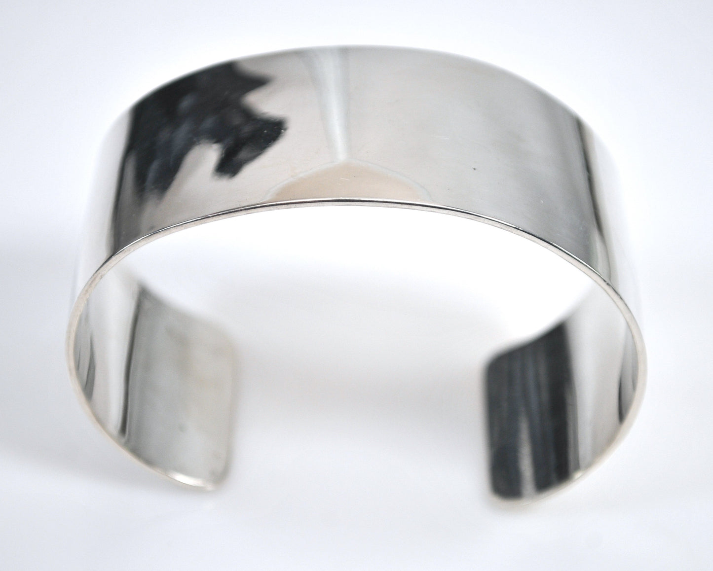 Artisan Signed Wide Sterling Silver Cuff Bracelet