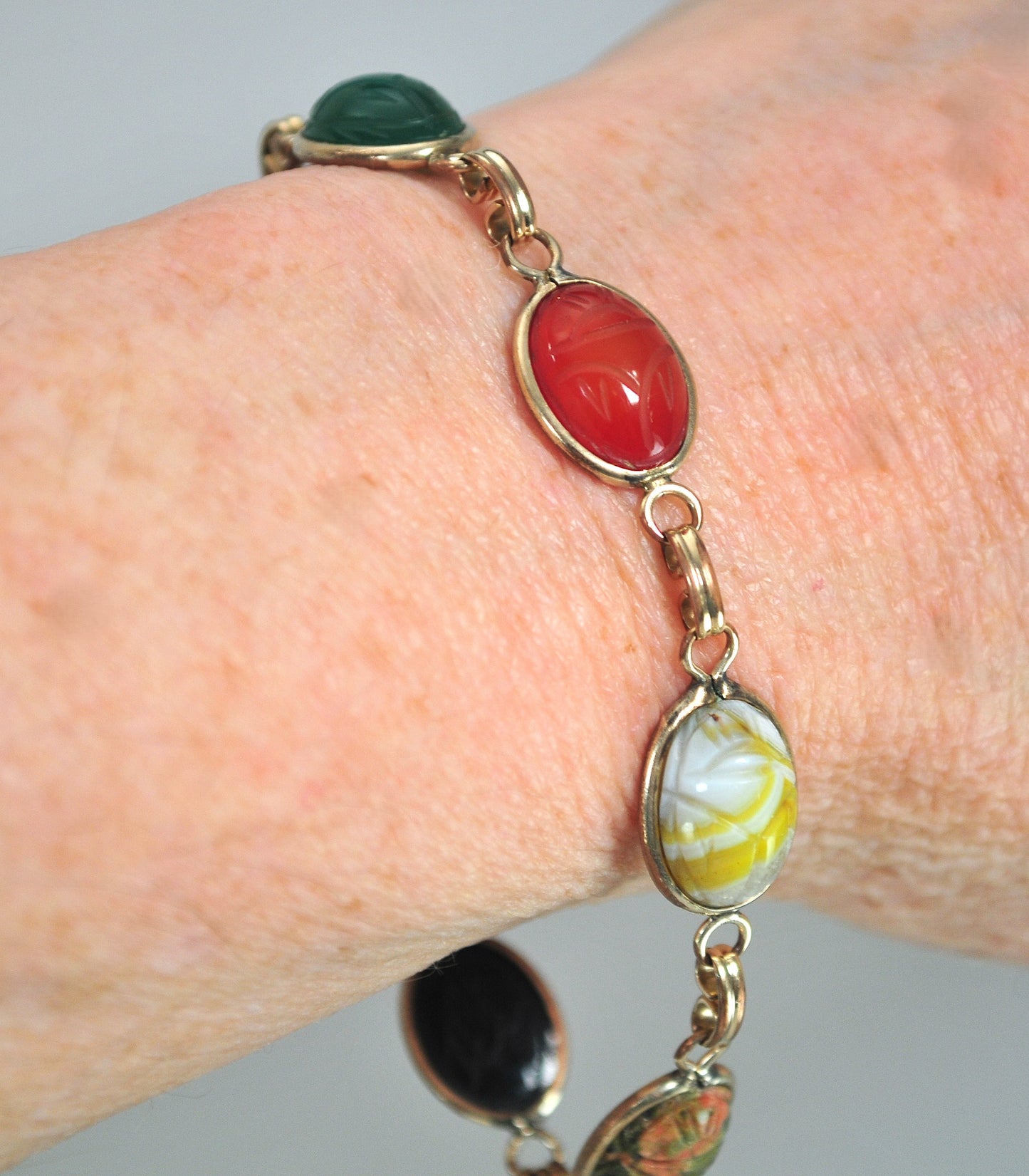 Vintage Gold Filled Scarab Bracelet