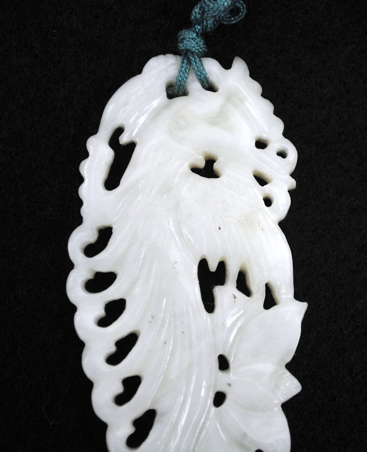 Vintage Chinese Carved Jade Silk Tassel Pendant