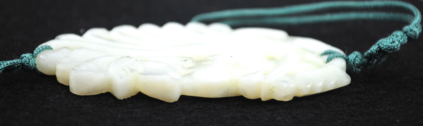 Vintage Chinese Carved Jade Silk Tassel Pendant