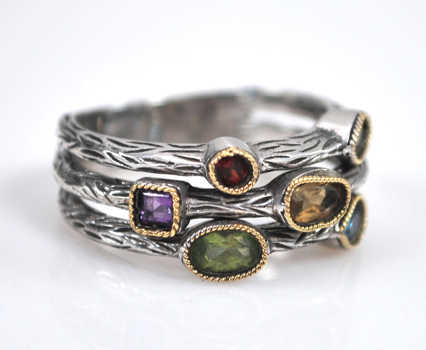 As is - Effy BH925 Balissima Sterling 14K Gold Gemstone Ring