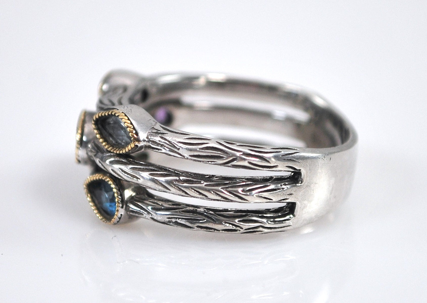 As is - Effy BH925 Balissima Sterling 14K Gold Gemstone Ring