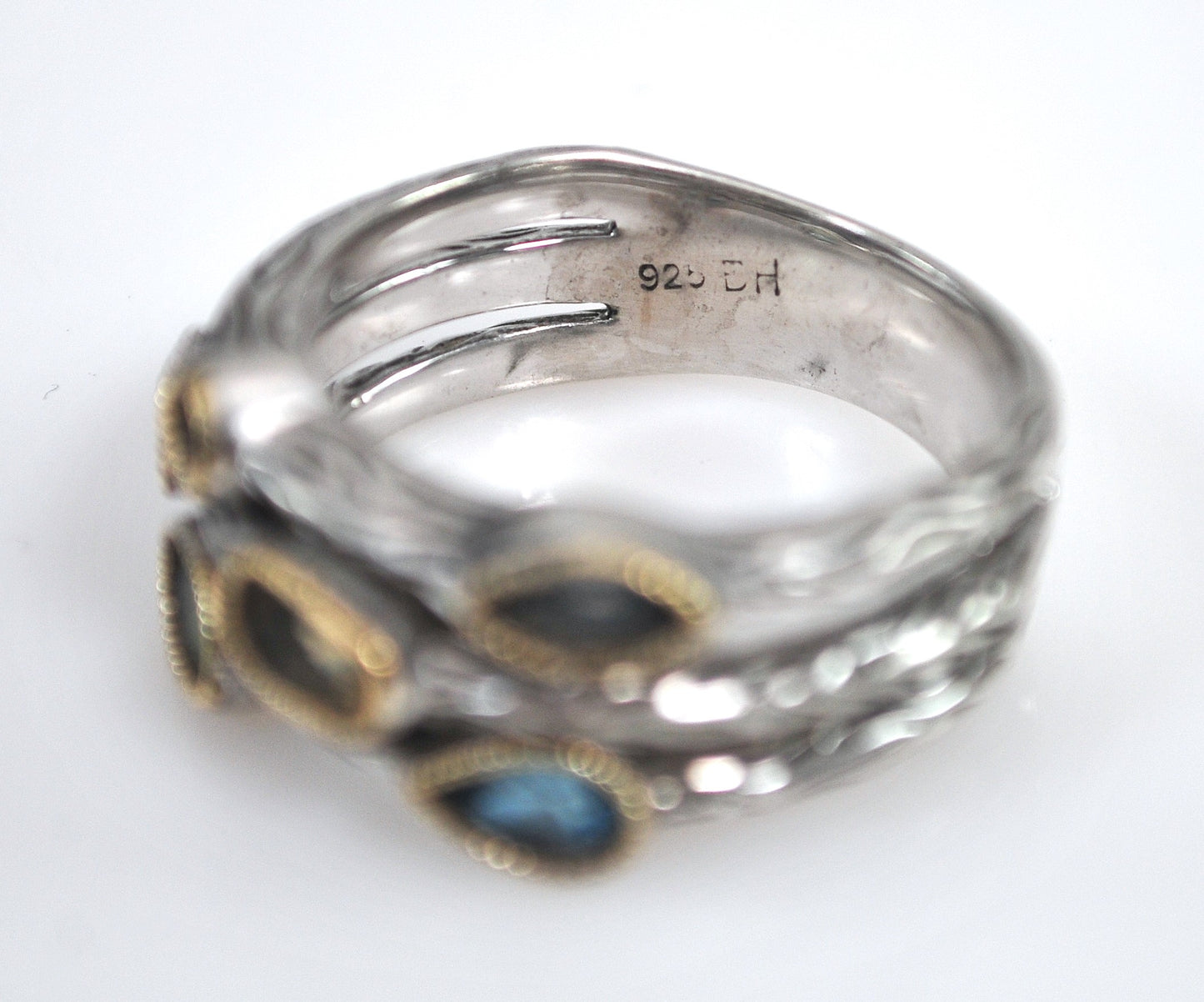 As is - Effy BH925 Balissima Sterling 14K Gold Gemstone Ring