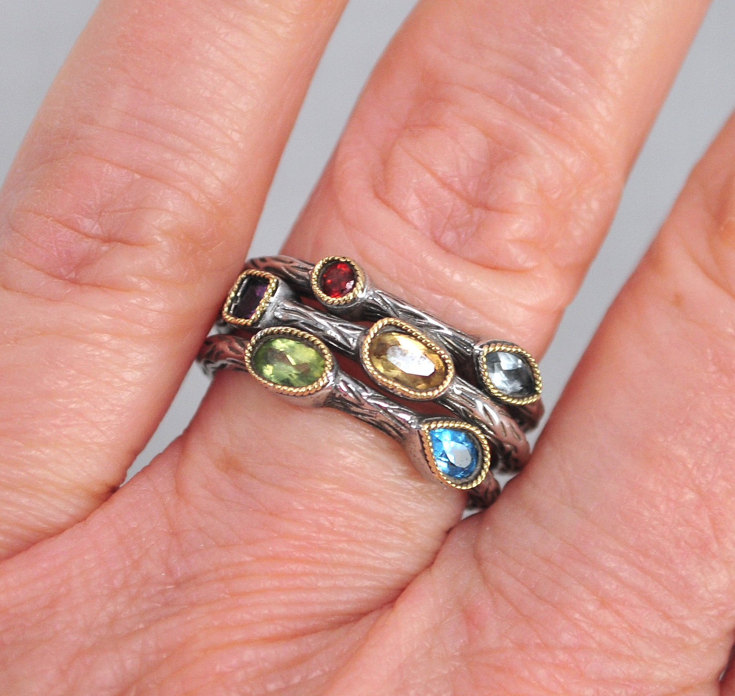 As is - Effy BH925 Balissima Sterling 14K Gold Gemstone Ring