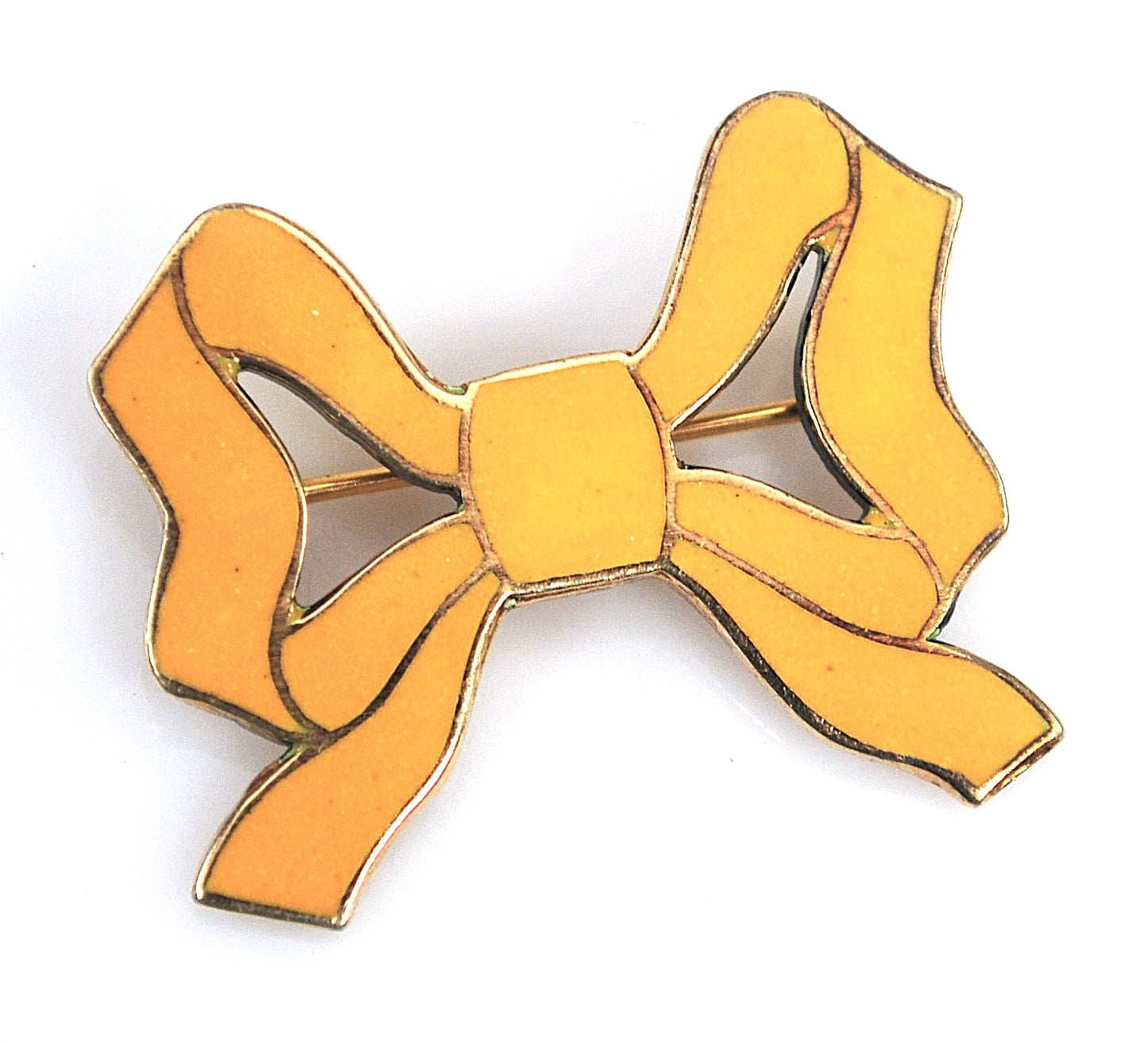 SMALL Signed Sterling Silver Enamel Bow Brooch