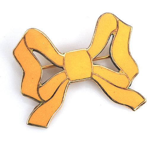 SMALL Signed Sterling Silver Enamel Bow Brooch