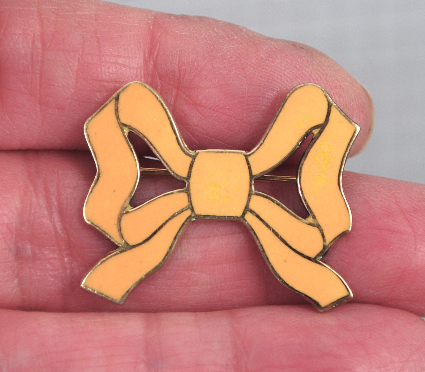 SMALL Signed Sterling Silver Enamel Bow Brooch