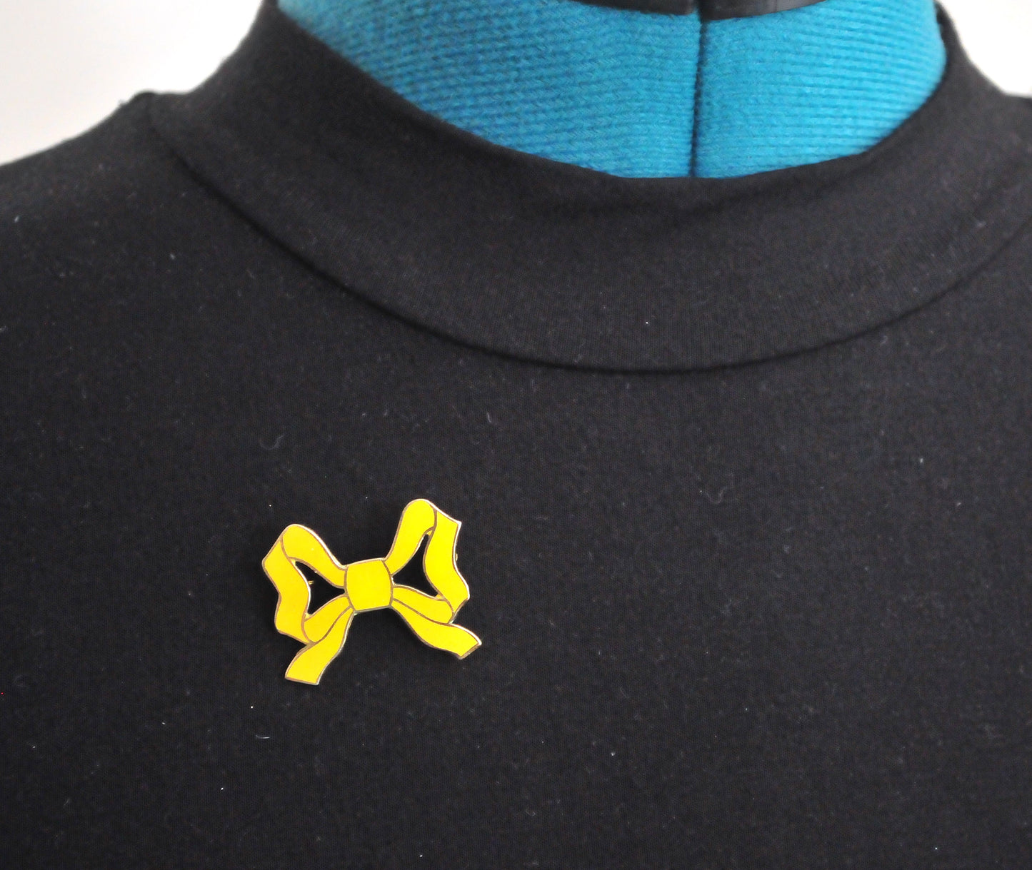 SMALL Signed Sterling Silver Enamel Bow Brooch