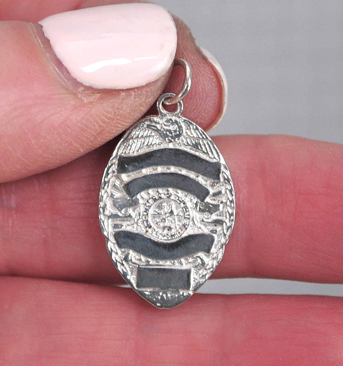 Sterling Silver Police Badge Charm Pendant