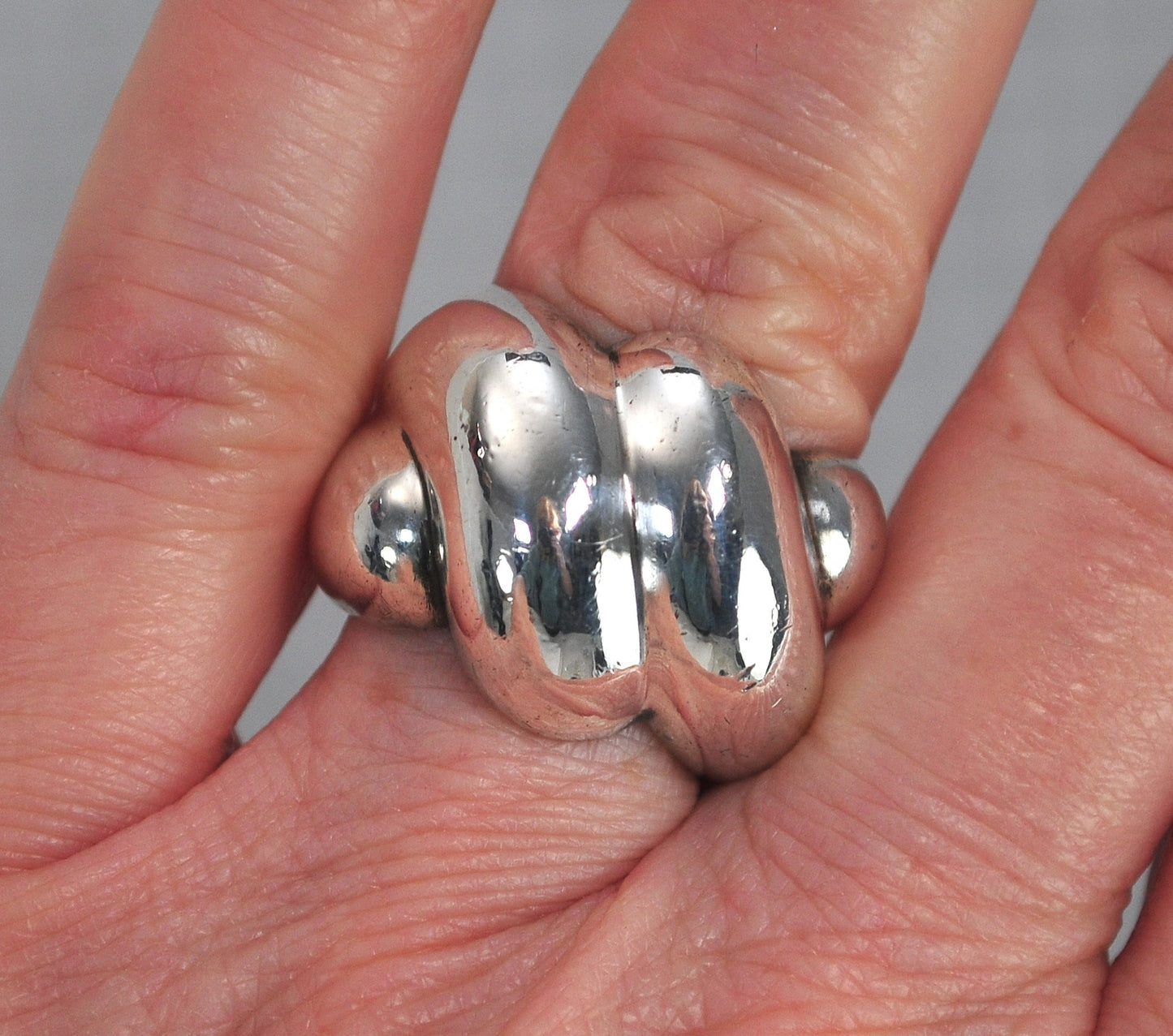 Heavy Vintage Sterling Silver Statement Ring