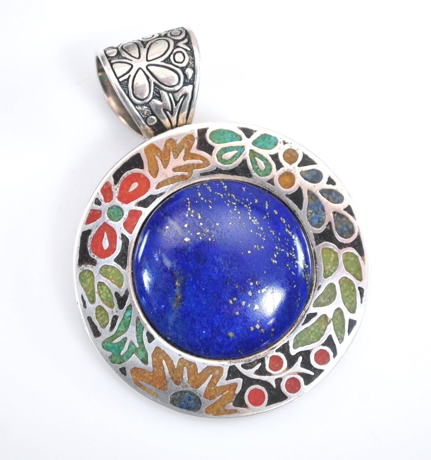 Large Carolyn Pollack Sterling Silver Lapis Brooch Pendant
