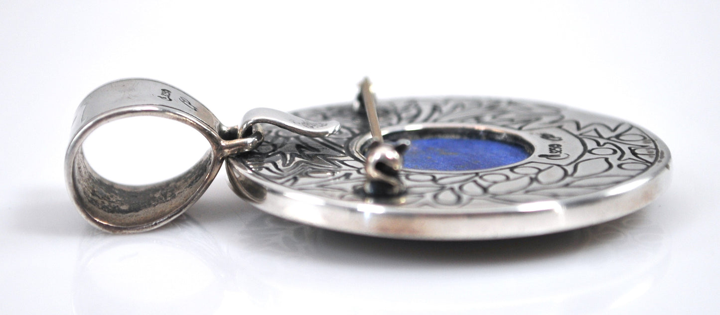 Large Carolyn Pollack Sterling Silver Lapis Brooch Pendant