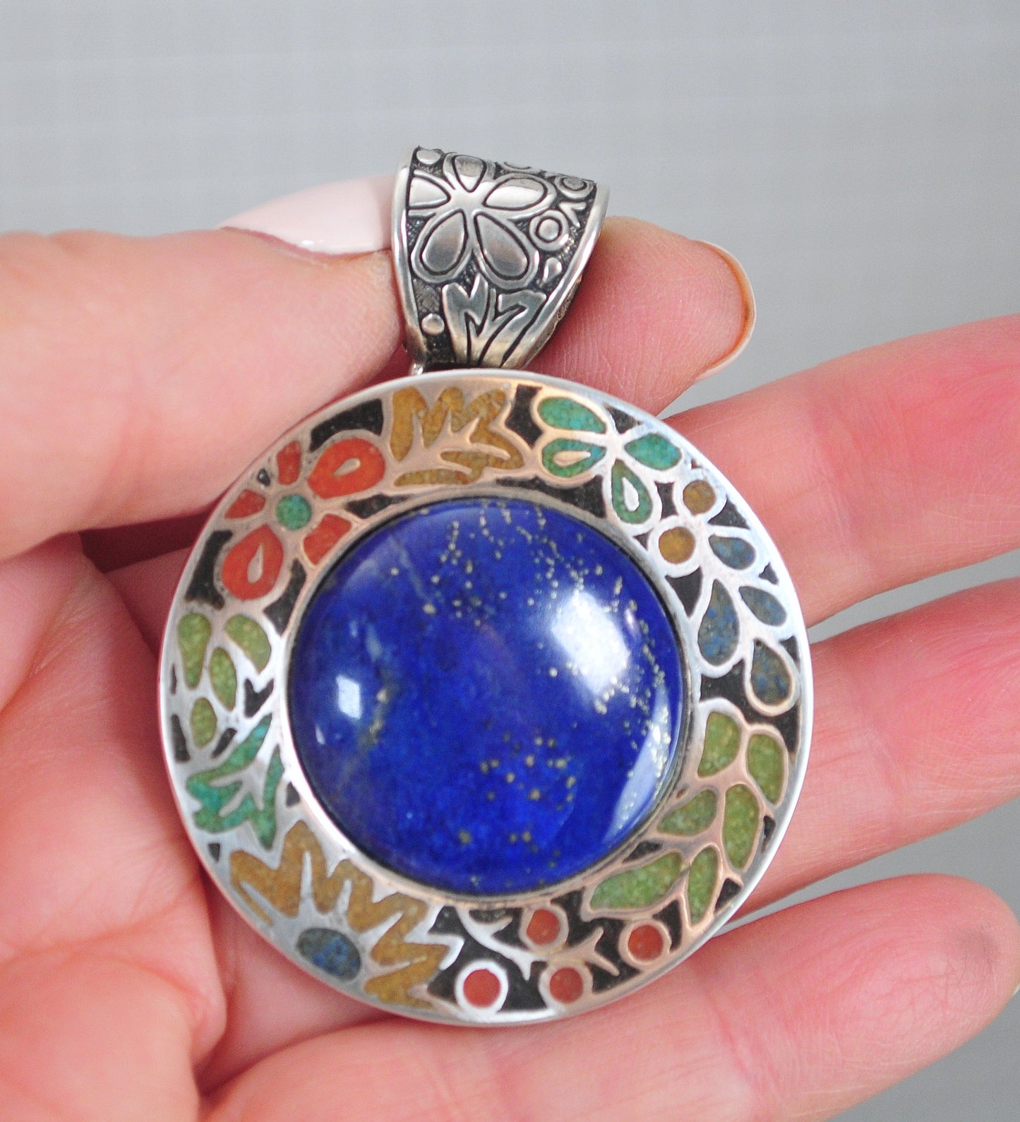 Large Carolyn Pollack Sterling Silver Lapis Brooch Pendant