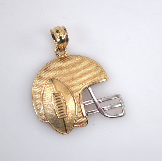 10K Gold Football Helmet Charm Pendant