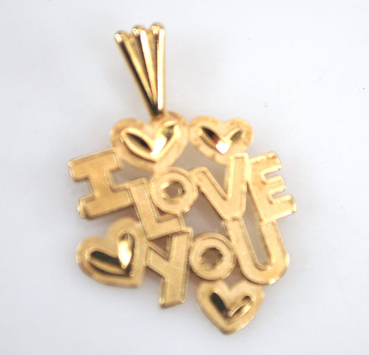 Signed 14K Gold "I LOVE YOU" Pendant