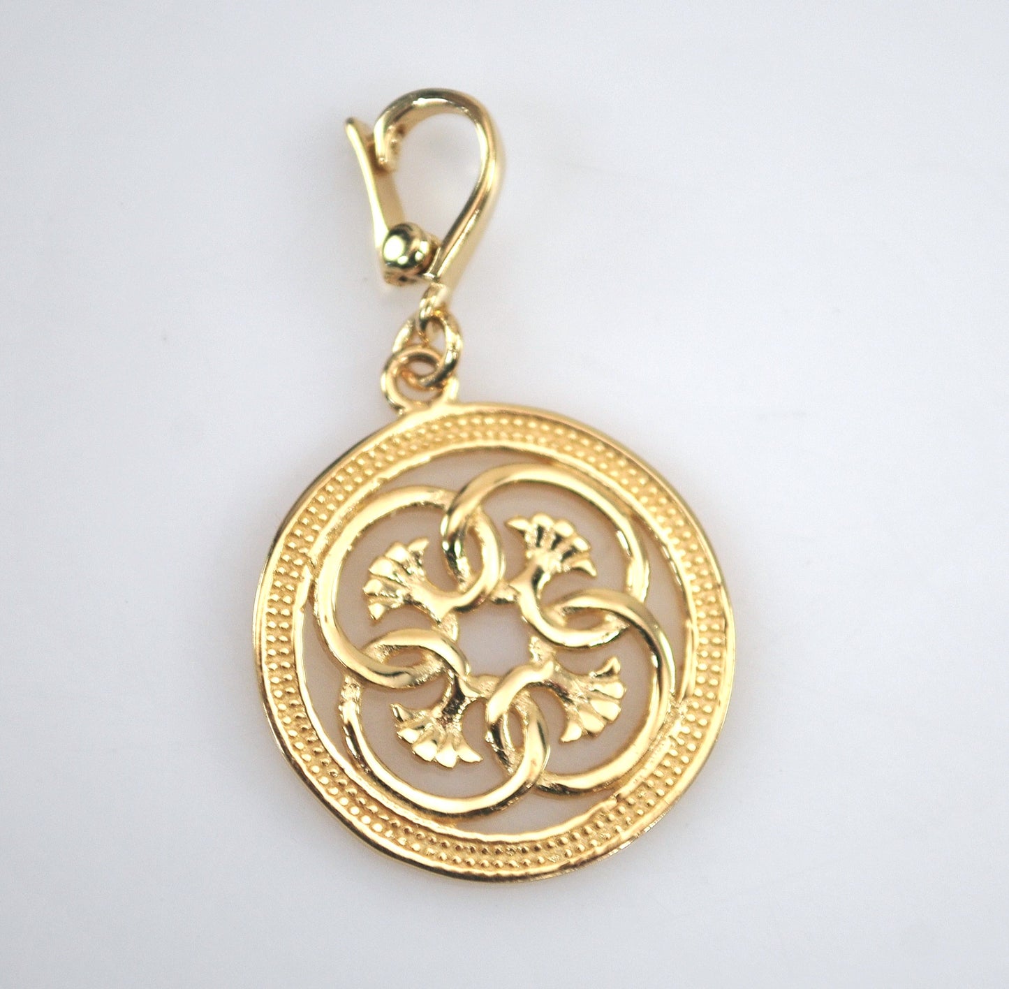Signed 14K Gold Circle Charm Pendant