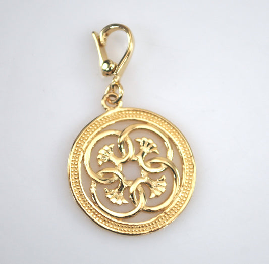 Signed 14K Gold Circle Charm Pendant