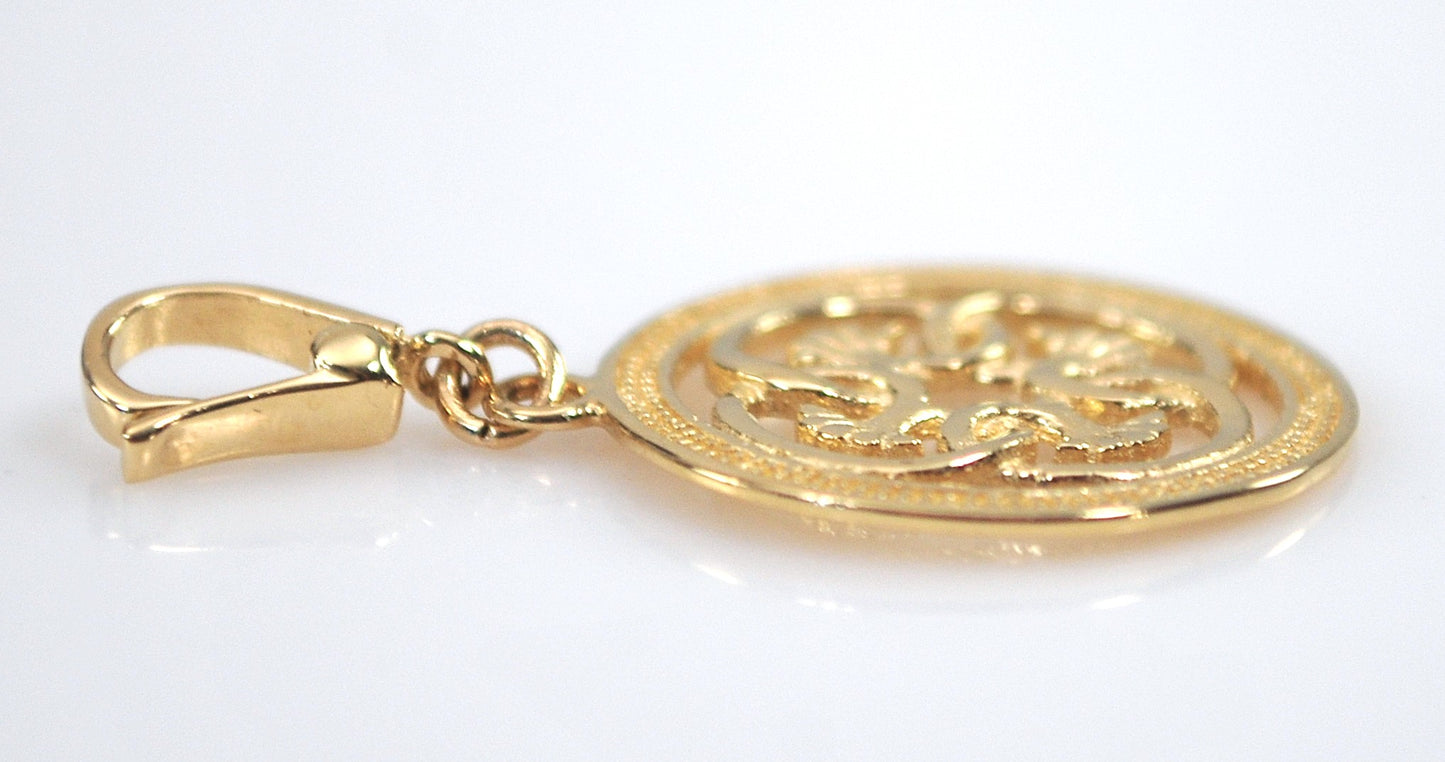 Signed 14K Gold Circle Charm Pendant