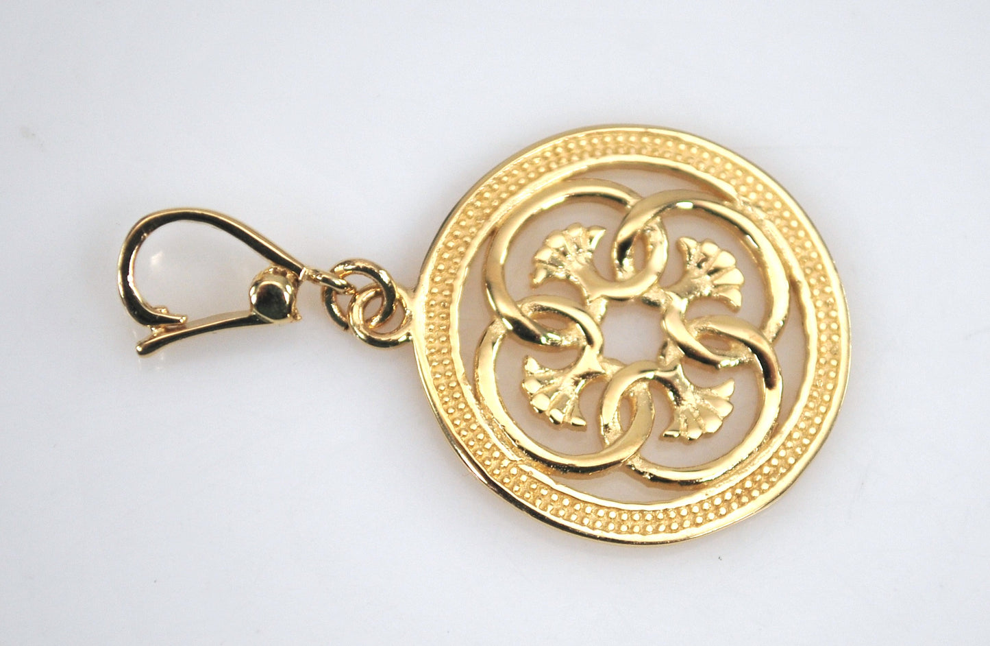 Signed 14K Gold Circle Charm Pendant