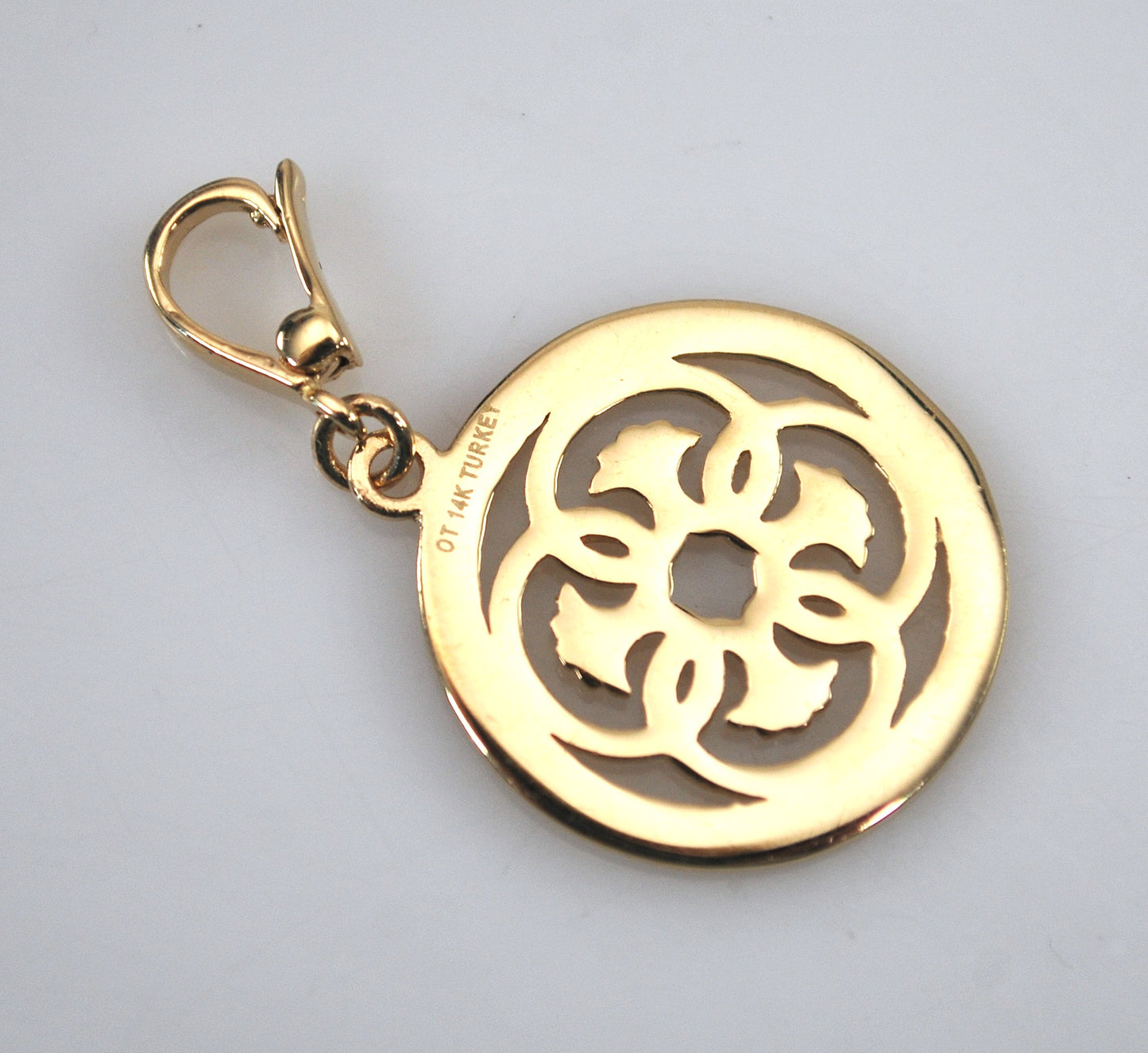 Signed 14K Gold Circle Charm Pendant