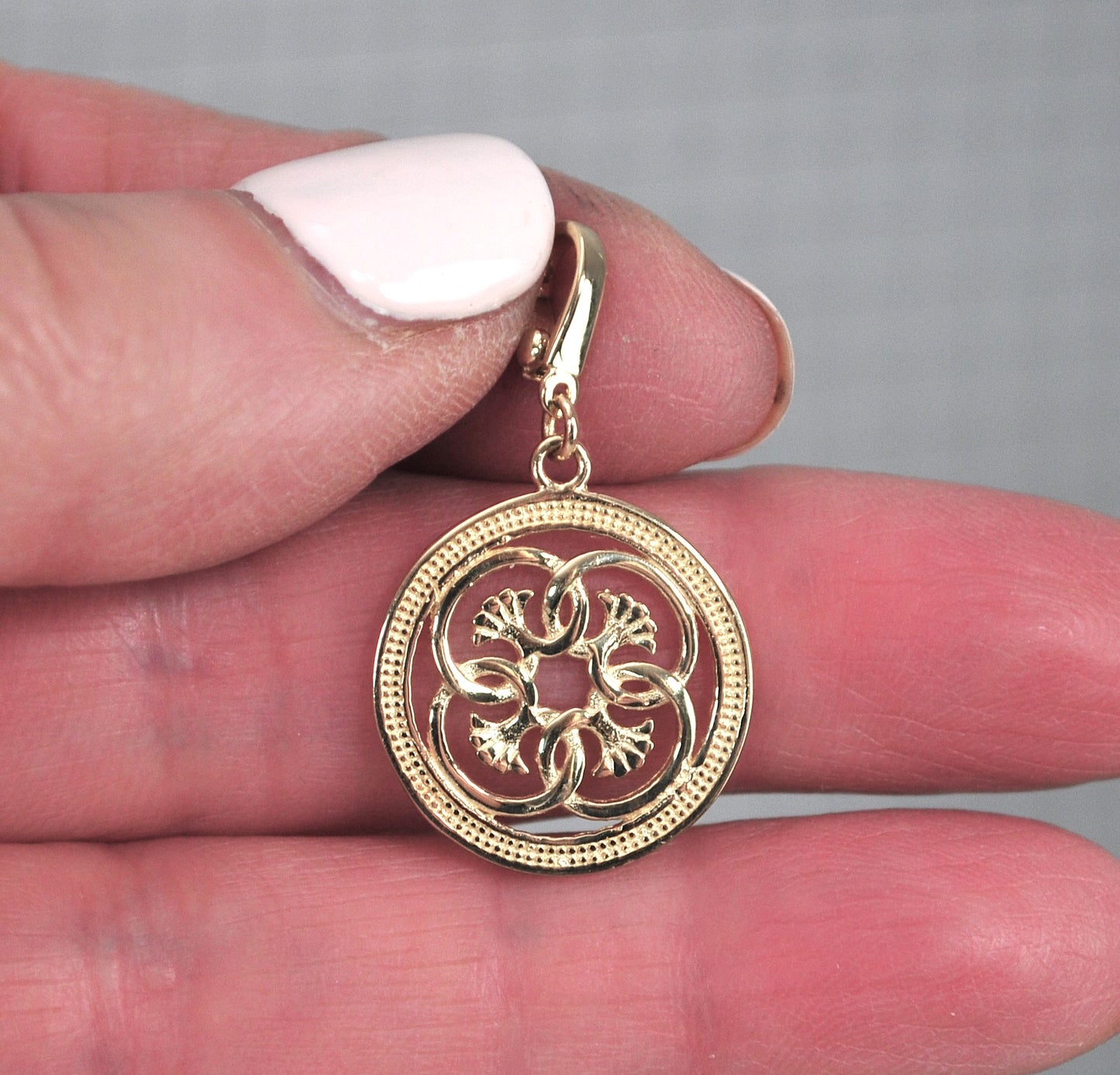 Signed 14K Gold Circle Charm Pendant