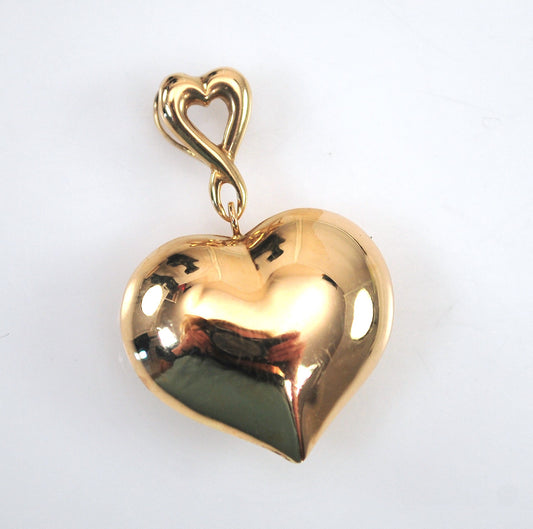10K Gold Puffed Heart Pendant