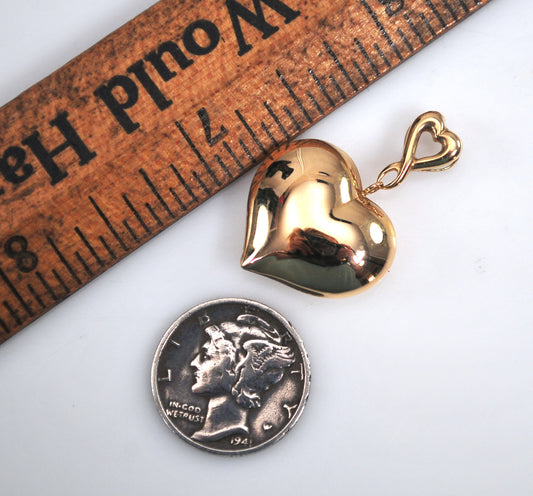 10K Gold Puffed Heart Pendant