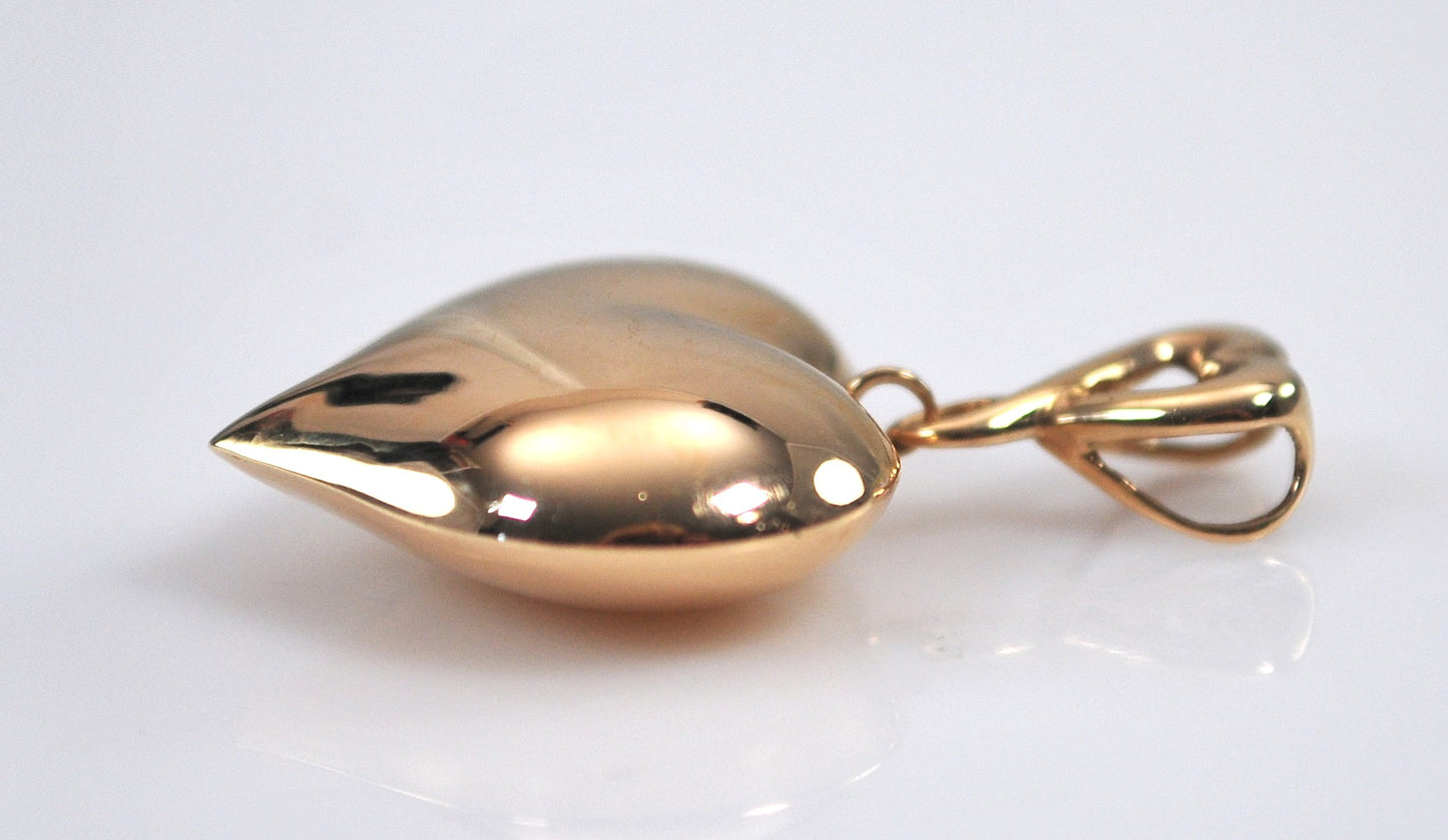 10K Gold Puffed Heart Pendant