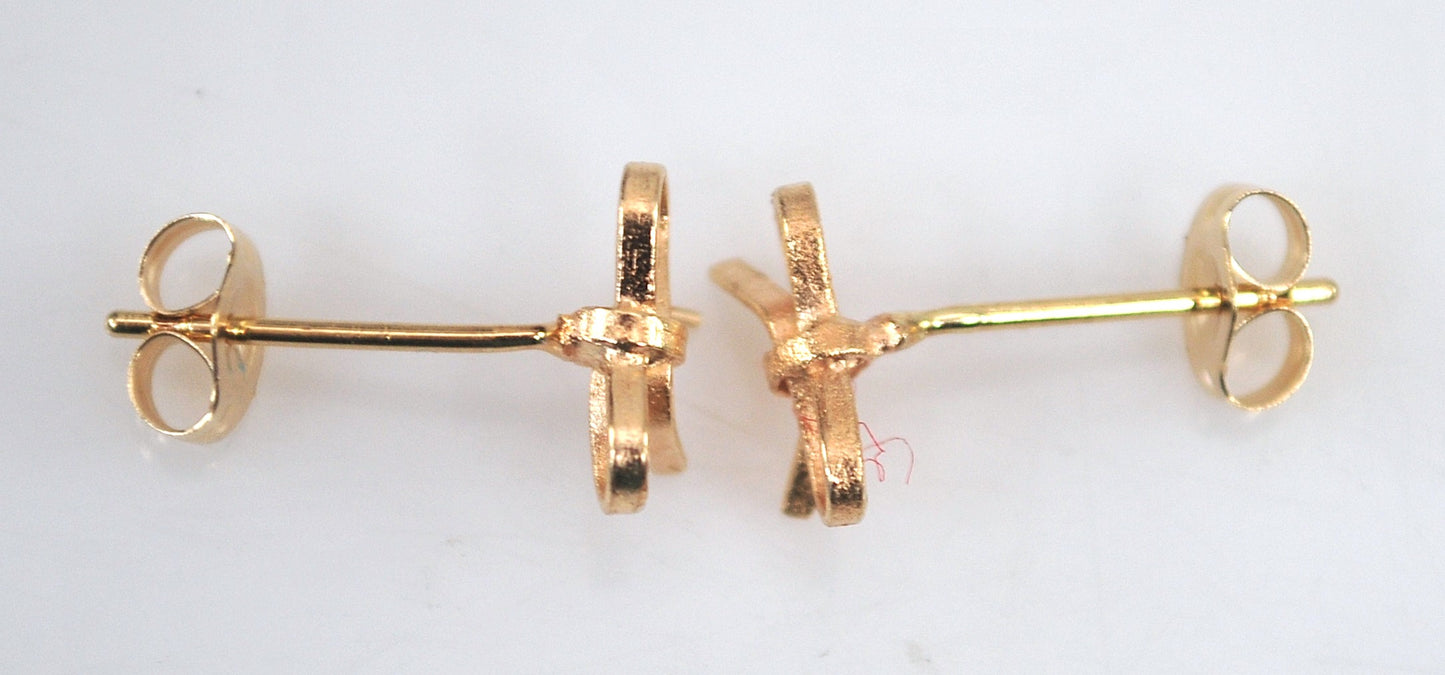 SMALL 14K Gold Bow Earrings
