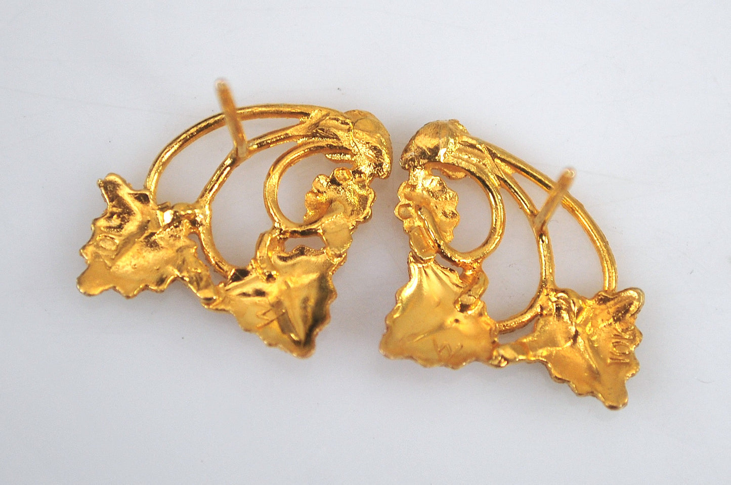 10K Gold Grape Leaf Earrings