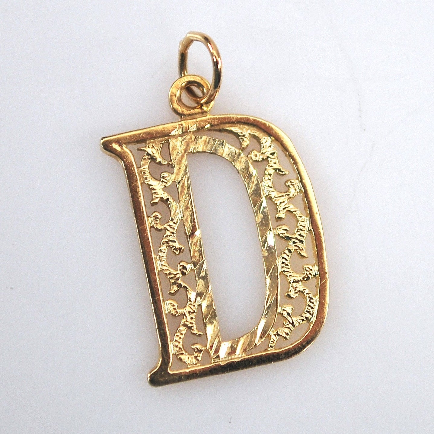 Signed 14K Gold Initial D Pendant