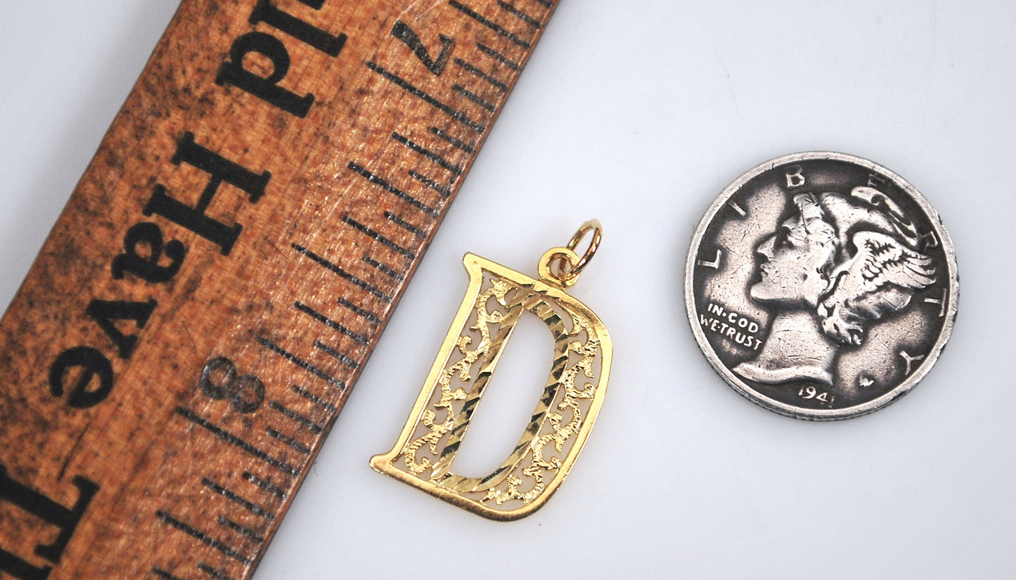 Signed 14K Gold Initial D Pendant