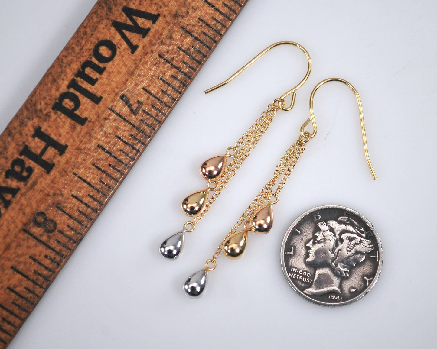 Vintage JCM 14K Gold Teardrop Earrings