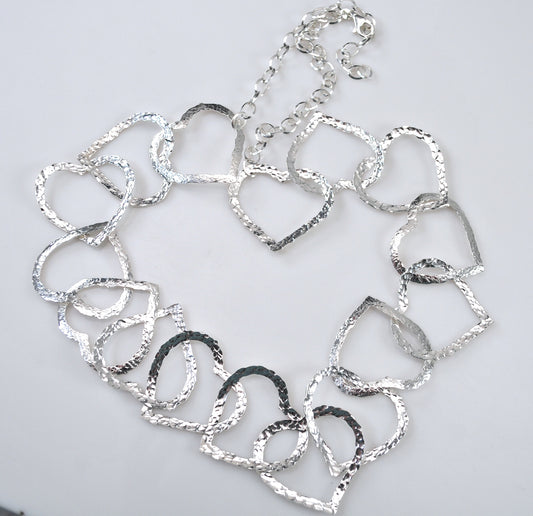 Paola Valentini Sterling Silver Heart Link Necklace