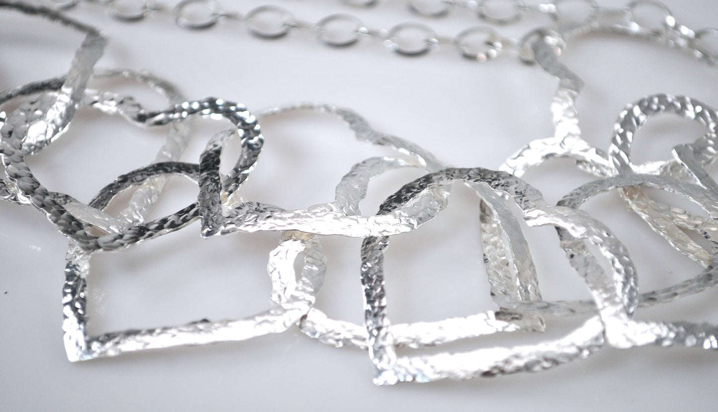Paola Valentini Sterling Silver Heart Link Necklace