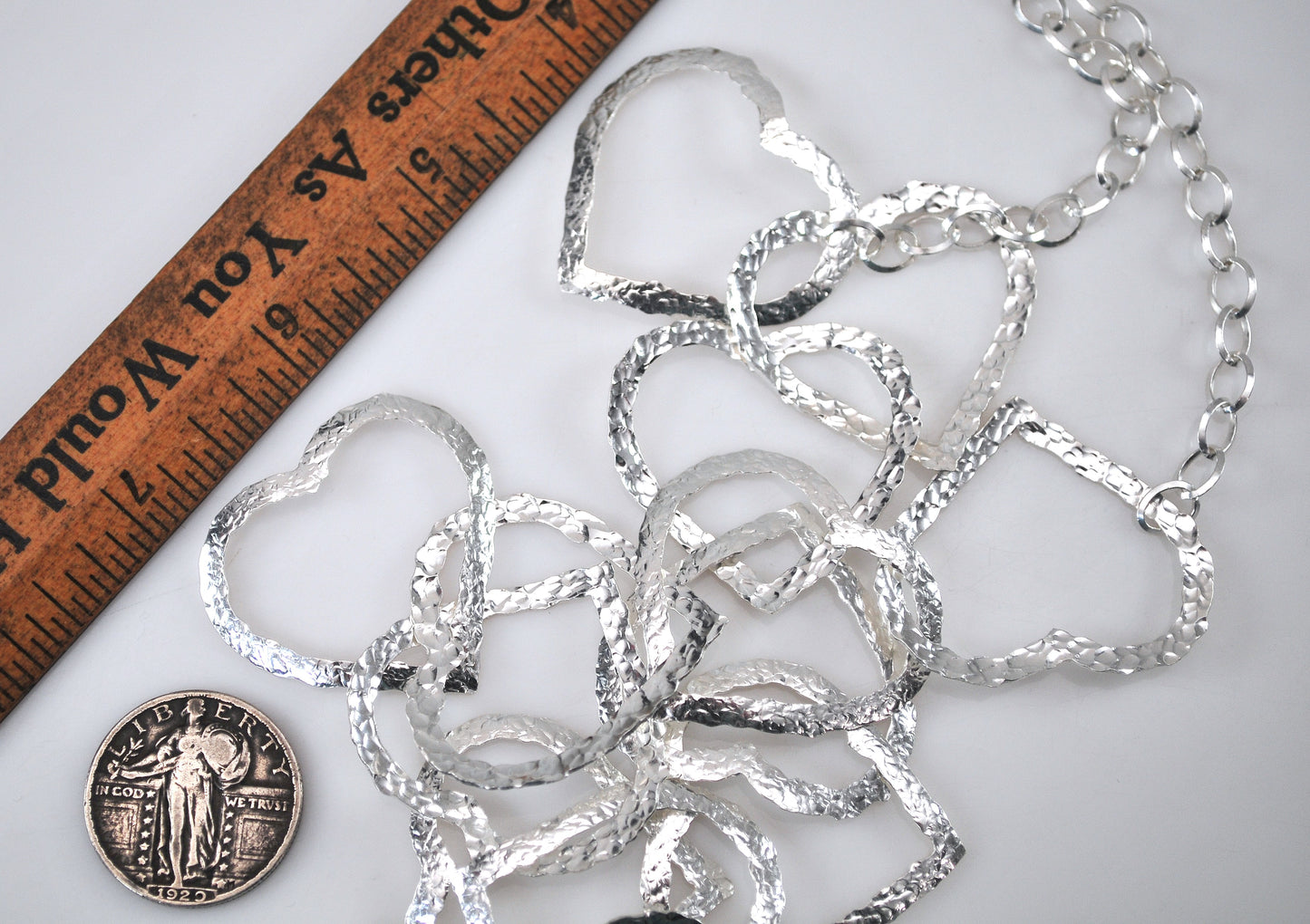 Paola Valentini Sterling Silver Heart Link Necklace