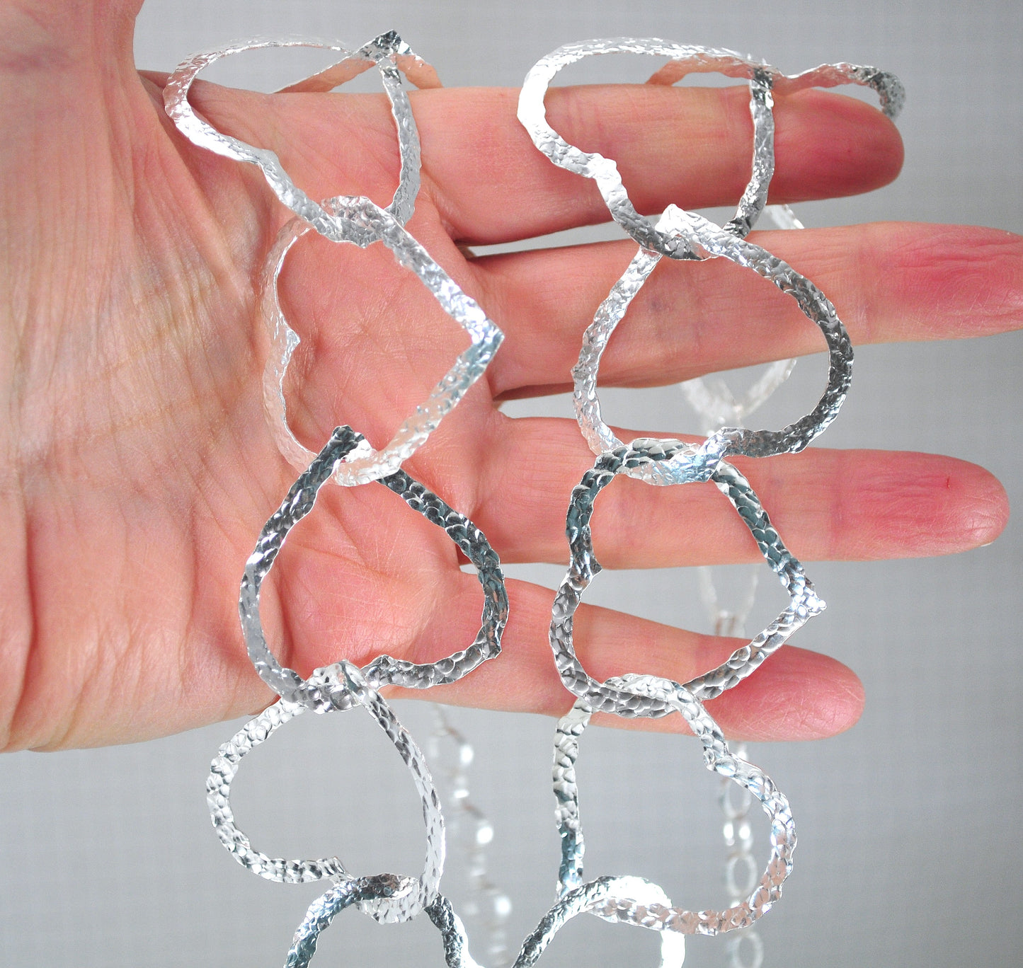 Paola Valentini Sterling Silver Heart Link Necklace