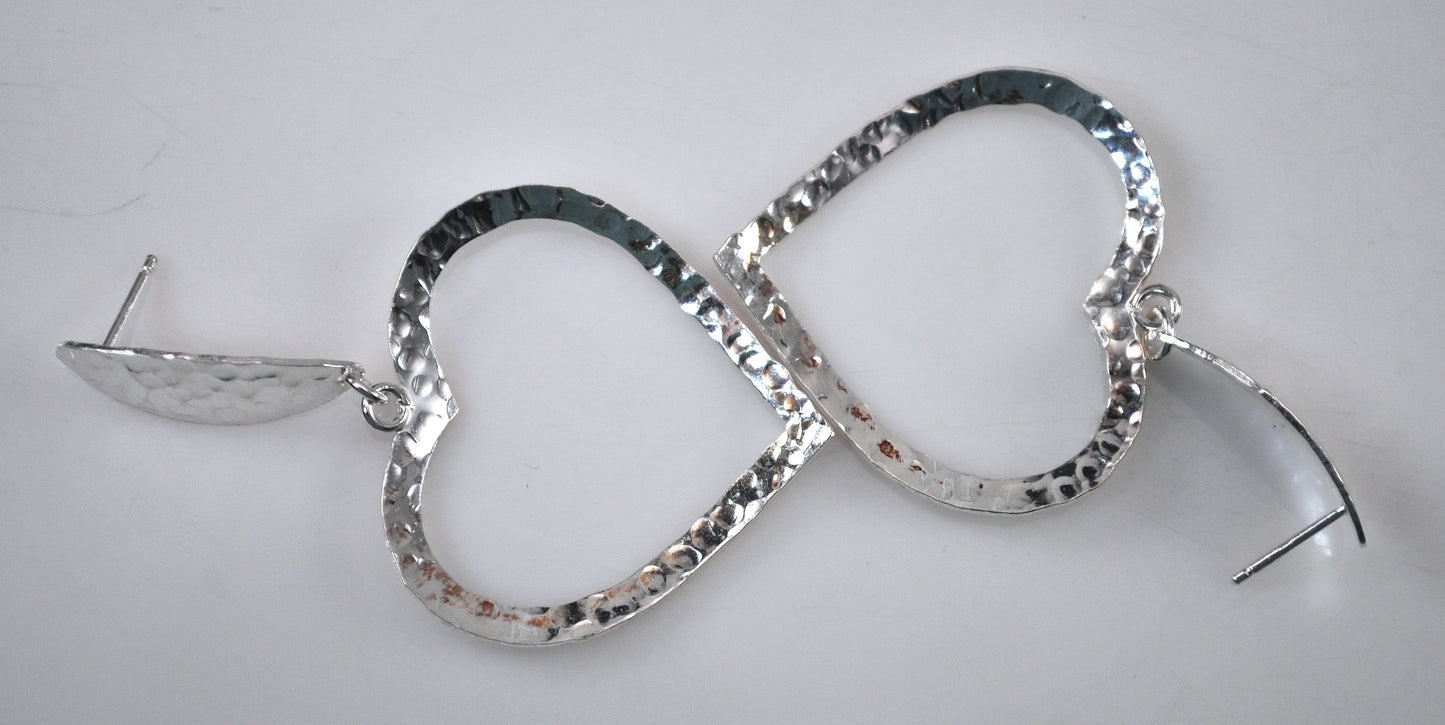 Paola Valentini Sterling Silver Heart Earrings