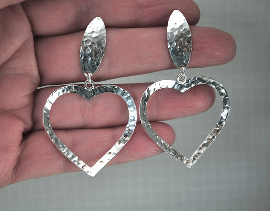 Paola Valentini Sterling Silver Heart Earrings