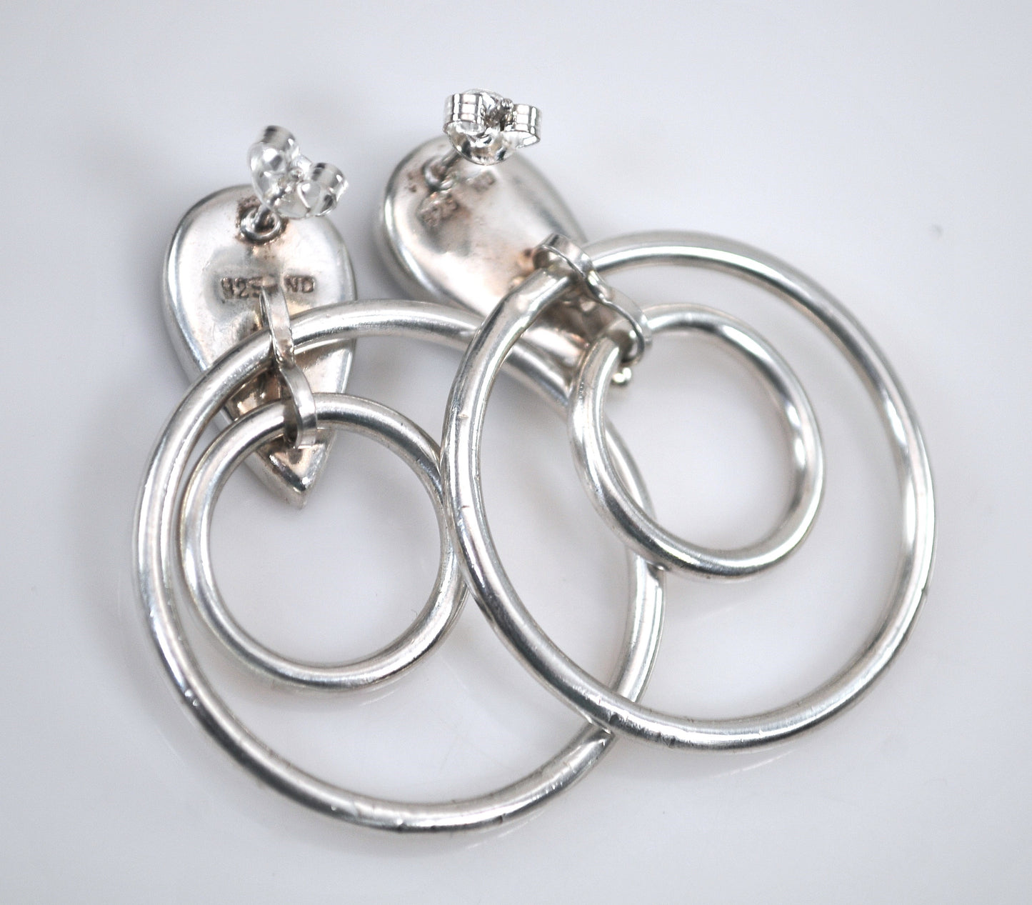 As is - Signed Sterling Silver Black Onyx Circle Earrings