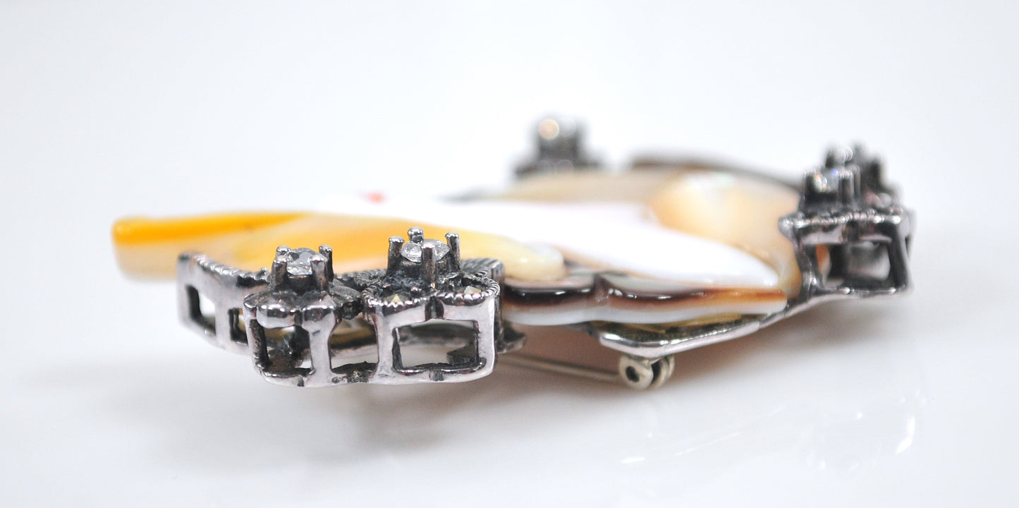 Vintage Sterling Silver Art Deco Style Lady Brooch