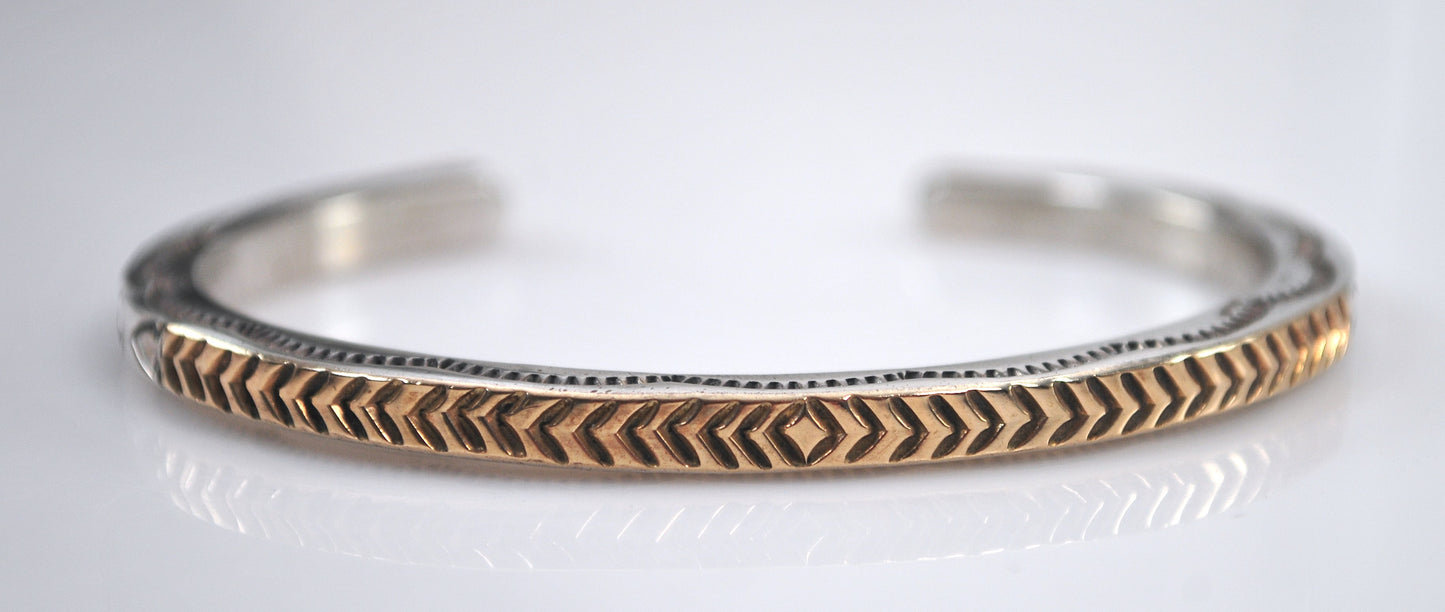 Alvin Monte Sterling Silver 14K Gold Cuff Bracelet